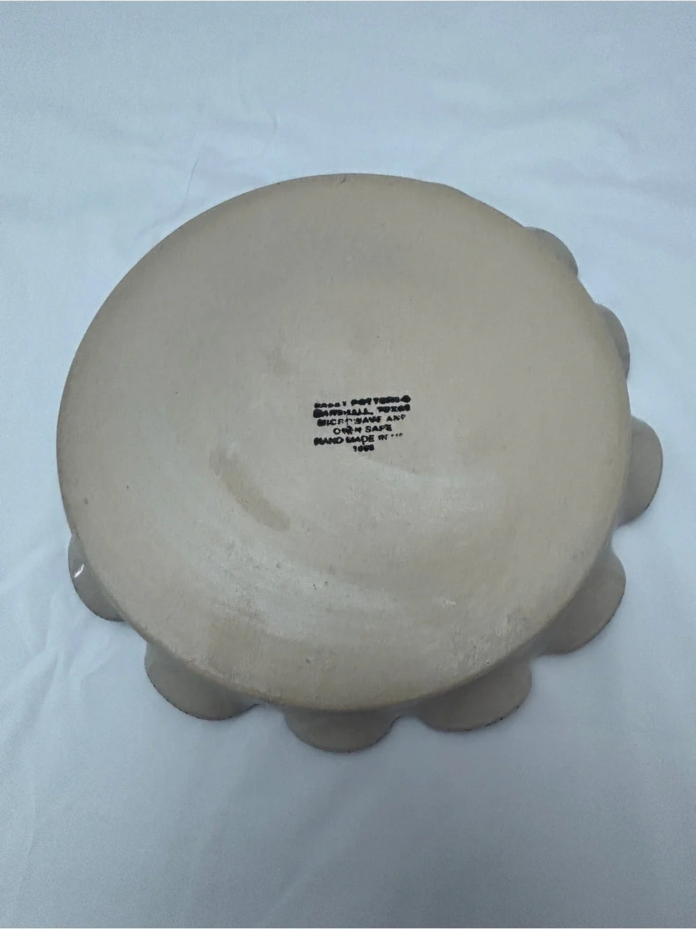 Vintage Casey Pottery Stoneware Pie Baking Dish with Magnolia Ruffled Edge